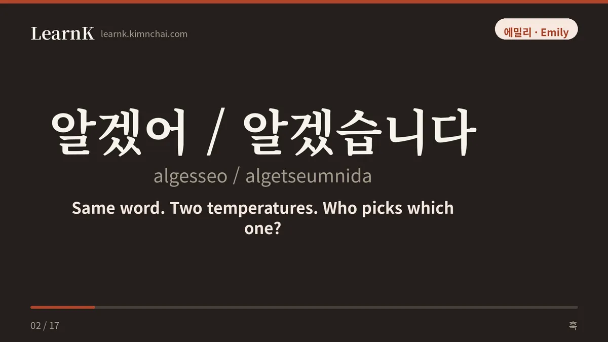 알겠어 / 알겠습니다