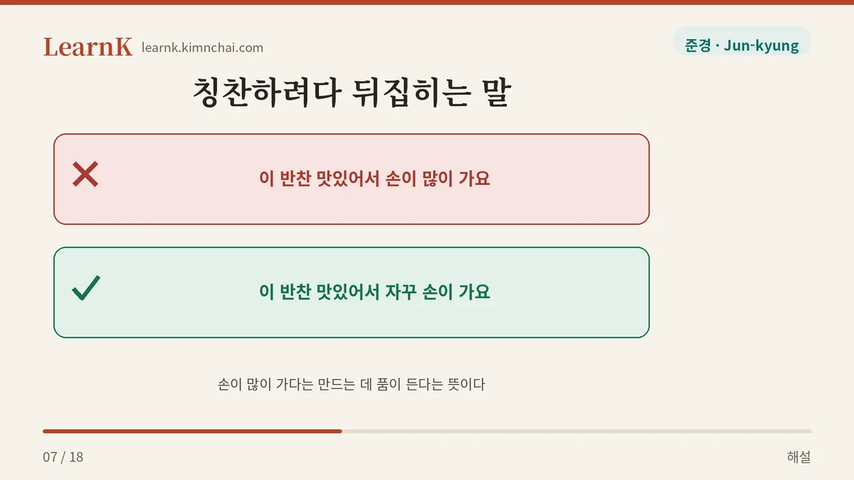 손이 가다 vs 손이 많이 가다