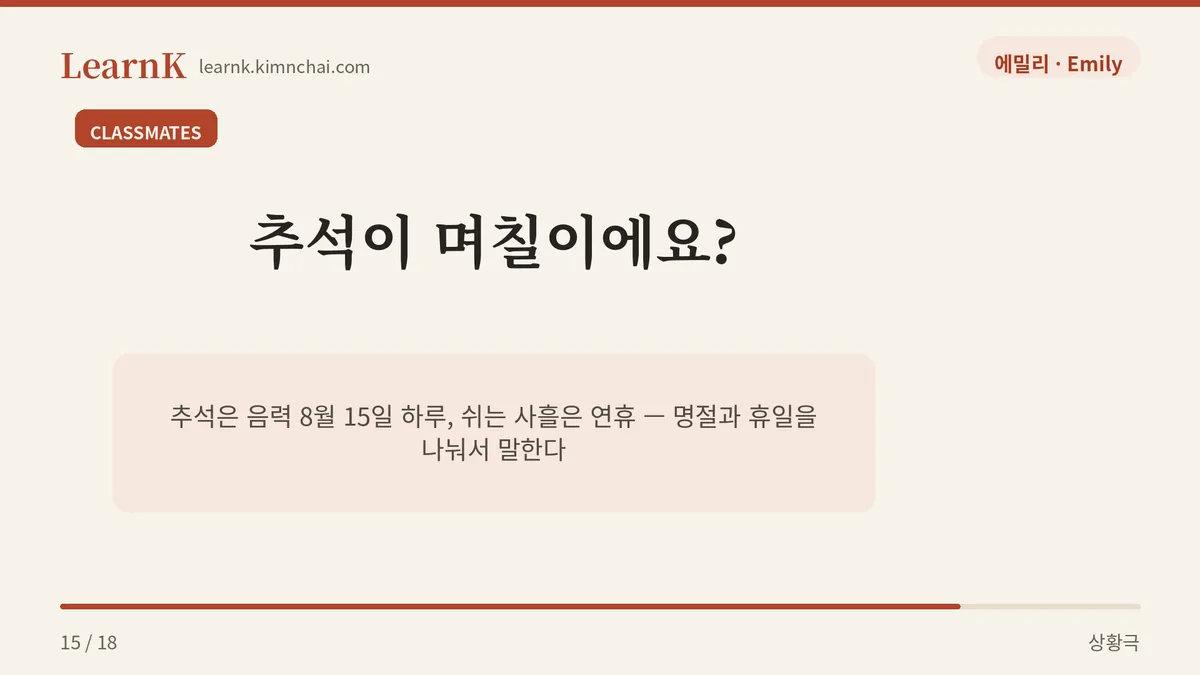 추석은 하루, 연휴는 사흘