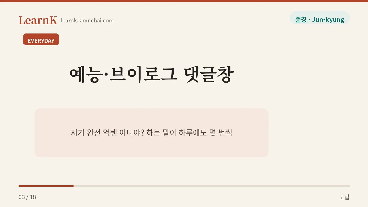 댓글창에 매일 뜨는 말