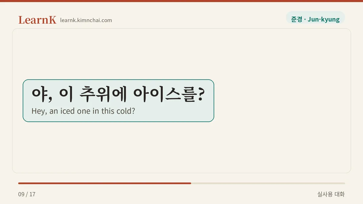 야, 이 추위에 아이스를?