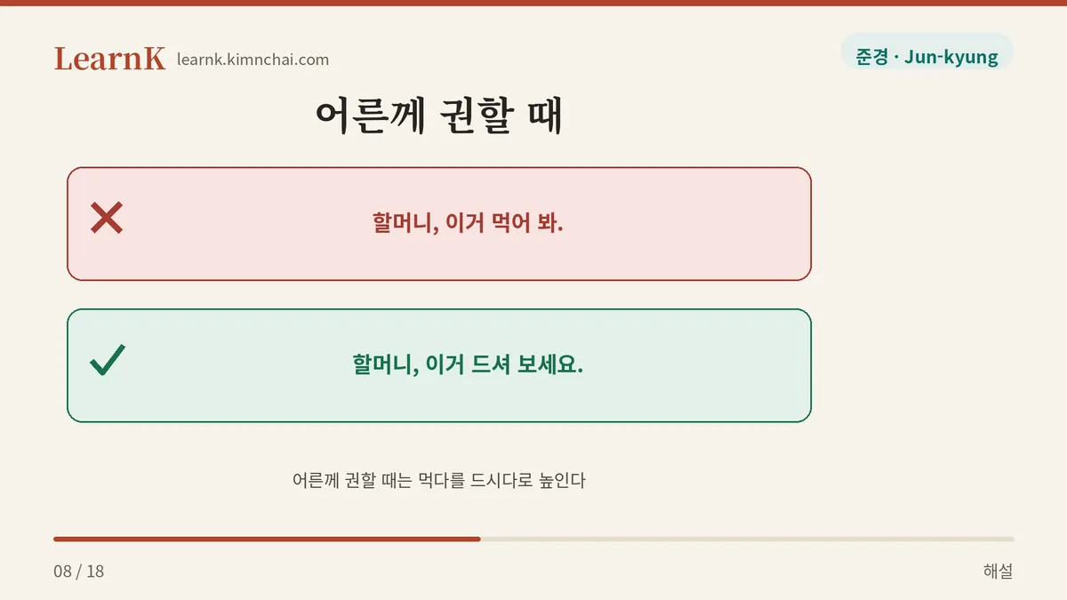 먹어 봐 → 드셔 보세요