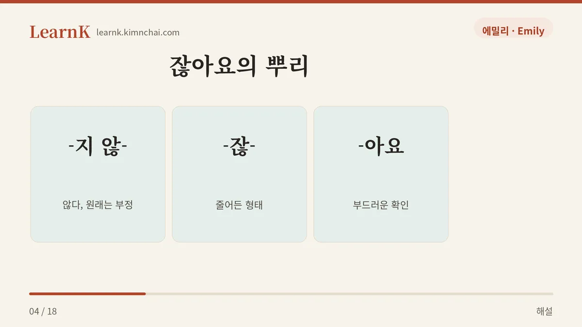 지 않- 이 줄어 잖-