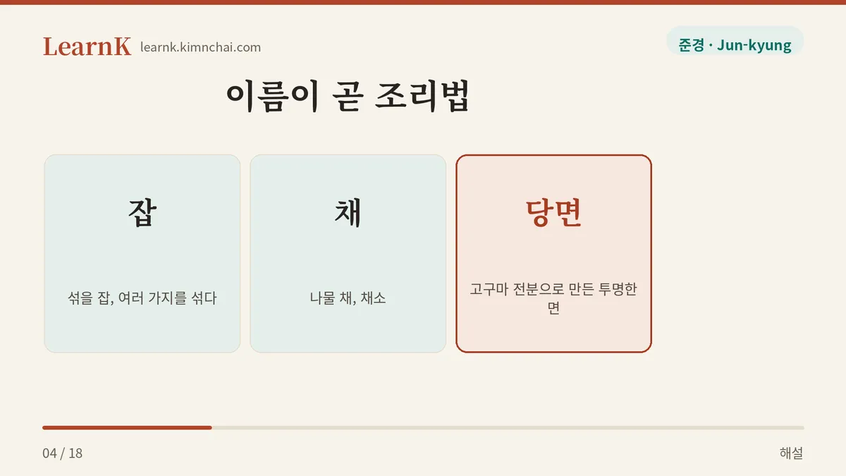 잡은 섞을 잡, 채는 나물 채