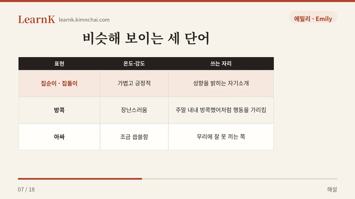 집순이 · 방콕 · 아싸