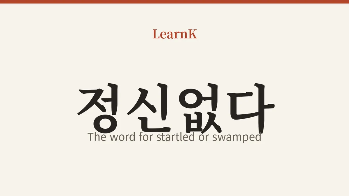 今日の韓国語表現：'정신없다 (jeongsin-eopda)' — 驚いたときや忙しいときに思わず飛び出す一言