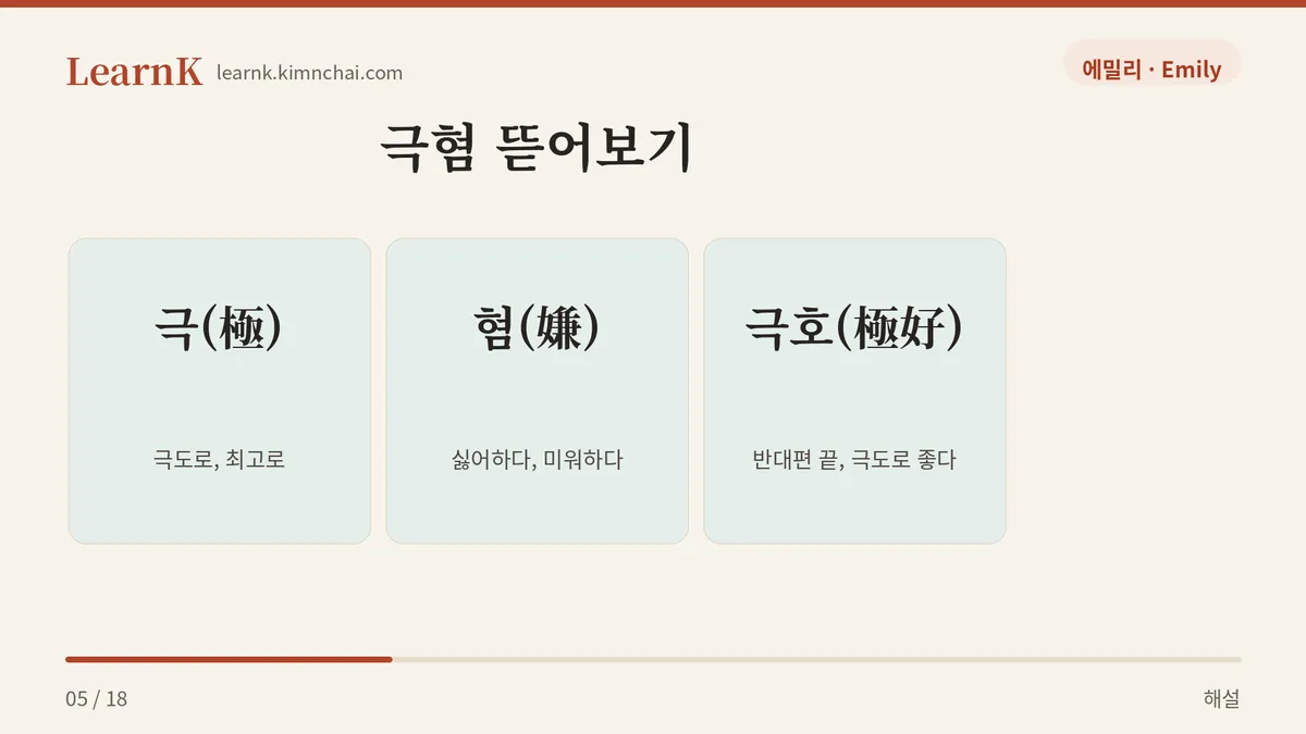 극(極) + 혐(嫌)