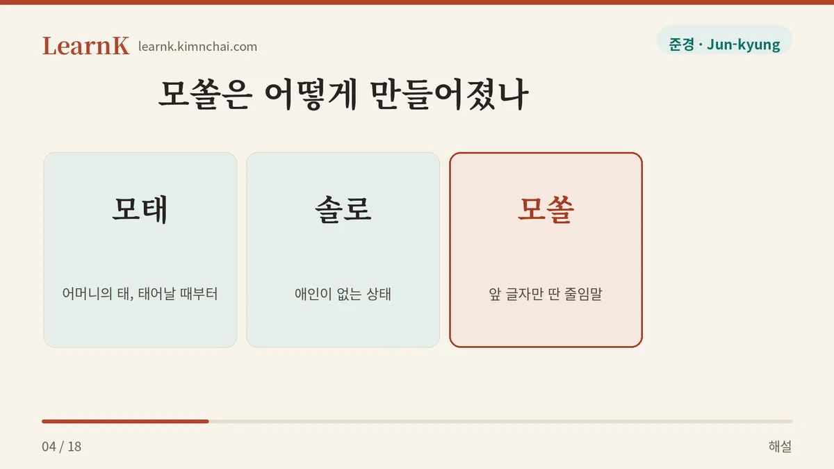 모태 + 솔로 = 모쏠