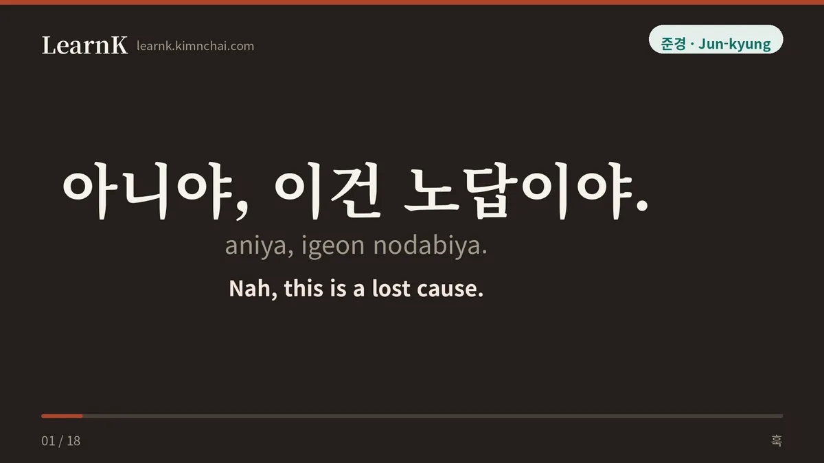 아니야, 이건 노답이야.