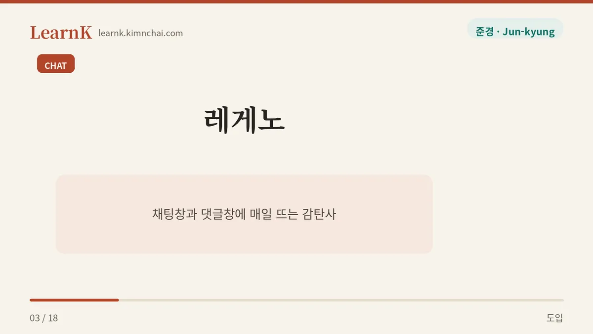 오늘의 표현, 레게노