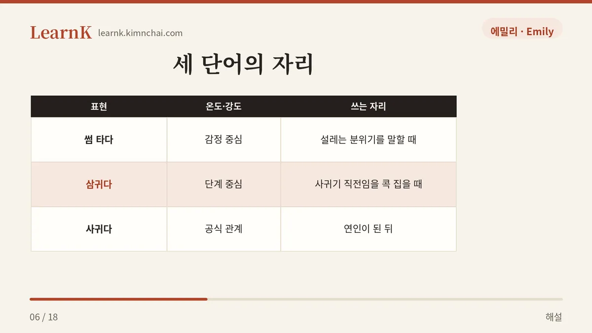 삼귀다 vs 썸 타다