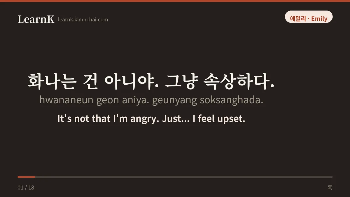 화나는 건 아니야. 그냥 속상하다.